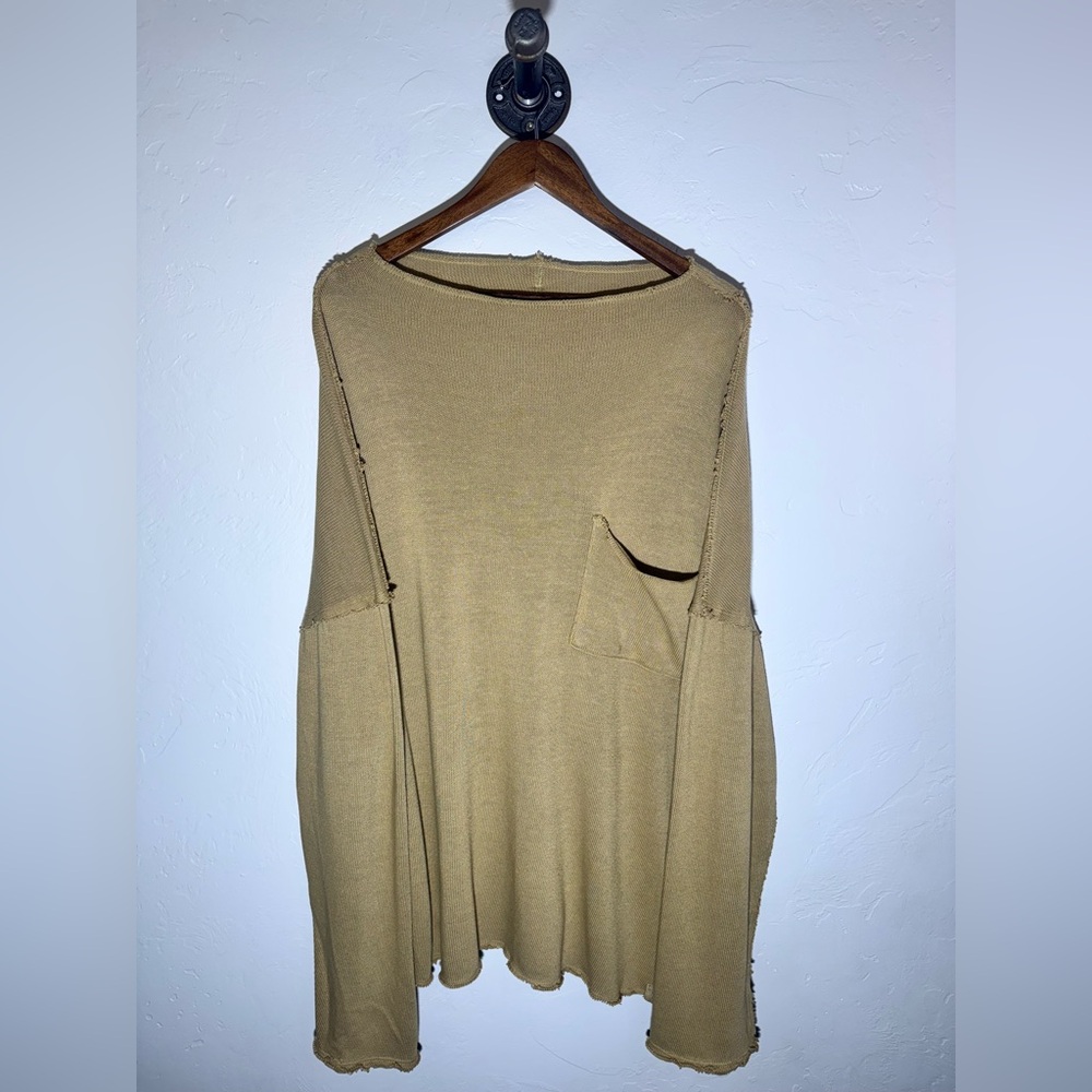 We The Free Oversized Tan/Khaki Tunic Textured Sweater Size Large‎